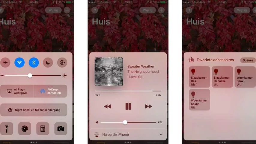 Bedieningspaneel iOS 10